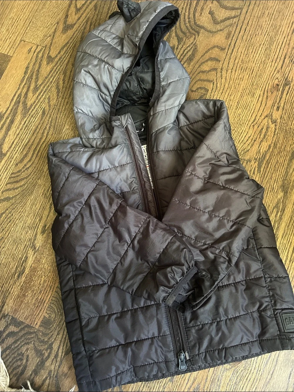 Black Hooded Puffer Jacket for Kids - Lightweight Winter Coat